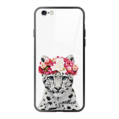 Coque en verre trempé iPhone 6 Plus / 6S Plus Leopard Couronne Ecriture Tendance et Design Evetane.