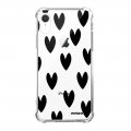 Coque iPhone Xr anti-choc souple angles renforcés transparente Coeurs Noirs Evetane.