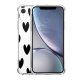 Coque iPhone Xr anti-choc souple angles renforcés transparente Coeurs Noirs Evetane.