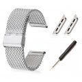 Bracelet 42mm en acier + kit d'installation avec attaches compatible avec Apple Watch 