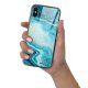 Coque en verre trempé iPhone Xs Max Bleu Nacré Marbre Ecriture Tendance et Design Evetane.