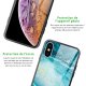 Coque en verre trempé iPhone Xs Max Bleu Nacré Marbre Ecriture Tendance et Design Evetane.