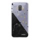 Coque Samsung Galaxy A6 2018 360 intégrale transparente Terrazzo marbre Noir Tendance Evetane.
