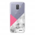 Coque Samsung Galaxy A6 2018 360 intégrale transparente Marbre rose et gris Tendance Evetane.