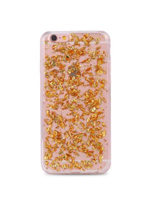 Coque silicone souple Pétales de Paillettes Or pour iPhone 6/6S