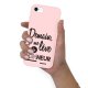 Coque iPhone 7/8/ iPhone SE 2020 Silicone Liquide Douce rose pâle Demain Je Me Lève De Bonheur Ecriture Tendance et Design Evetane