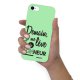 Coque iPhone 7/8/ iPhone SE 2020 Silicone Liquide Douce vert pâle Demain Je Me Lève De Bonheur Ecriture Tendance et Design Evetane