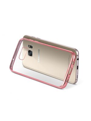 Coque silicone transparente avec bumper rose gold pour Samsung Galaxy S6