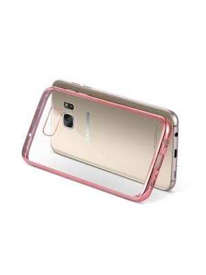 Coque silicone transparente avec bumper rose gold pour Samsung Galaxy S7