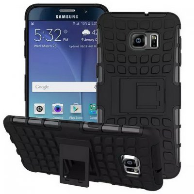 Coque anti-choc noire avec stand pour Samsung Galaxy S6