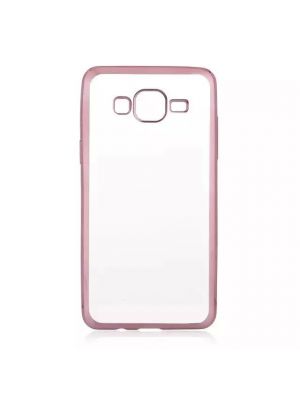 Coque silicone transparente avec bumper rose gold pour Samsung Galaxy Grand Prime