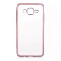 Coque silicone transparente avec bumper rose gold pour Samsung Galaxy Grand Prime