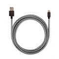 Câble Lightning Tressé Charge et Synchronisation USBEPOWER  250cm  blanc/noir