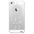 Coque iPhone 5/5S/SE rigide transparente Attrape reve blanc Dessin Evetane