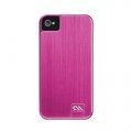 Casemate coque arriere rose aluminium brosse compatible avec iphone 4 / 4S