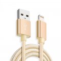 Câble USB Lightning nylon gold 2m compatible avec iPhone 5/5C/5S/6/6S/6+/6S+ & iPad 4/Mini/Air