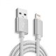 Câble USB Lightning nylon silver pour iPhone 5/5C/5S/6/6S/6+/6S+ & iPad 4/Mini/Air
