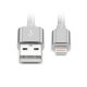 Câble USB Lightning nylon silver pour iPhone 5/5C/5S/6/6S/6+/6S+ & iPad 4/Mini/Air