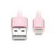 Câble USB Lightning nylon rose pour iPhone 5/5C/5S/6/6S/6+/6S+ & iPad 4/Mini/Air