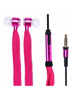 Ecouteurs universel Lacet Métallique Rose avec micro intégré compatible 3.5MM Jack Stéréo