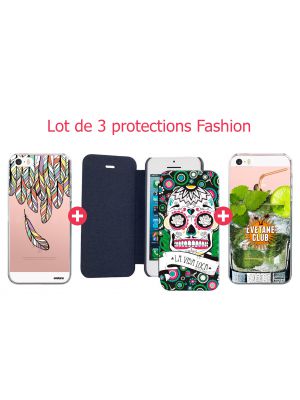 Lot de 3 protections Fashion pour iPhone 5/5S/SE