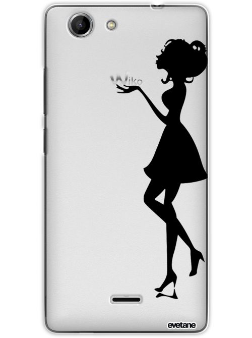 Coque Wiko Pulp 4G rigide transparente Silhouette Femme Ecriture Tendance et Design Evetane