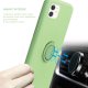 Coque iPhone 11 silicone liquide vert ring et dragonne