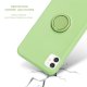 Coque iPhone 11 silicone liquide vert ring et dragonne