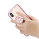 Coque iPhone X/XS silicone transparent contour rose gold avec dragonne strass