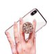 Coque iPhone X/XS silicone transparent contour rose gold avec dragonne strass