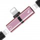 Adaptateur lightning avec sortie casque et charge - Rose