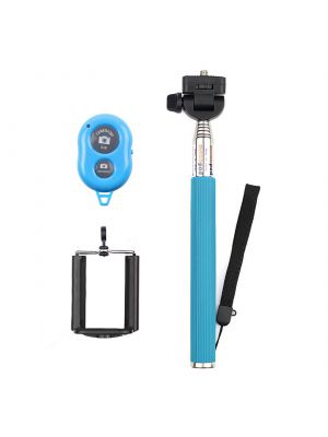 Perche Telescopique Selfie Rod Bleue avec telecommande Bluetooth