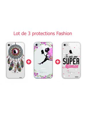 Lot de 3 protections Fashion pour iPhone 4/4S