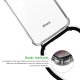 Coque compatible iPhone Xr anti-choc silicone transparente avec cordon Noir