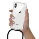 Coque compatible iPhone X/Xs anti-choc silicone transparente avec cordon Noir