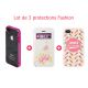 Pack 3 protections Fashions pour iPhone 4/4S : Coque bumper Rose + Etui à rabat avec strass + Coque Ice Cream