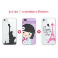 Pack 3 protections Fashions pour iPhone 4/4S : Coque Statut De La Liberté + Coque Kimmidoll + Coque Paris