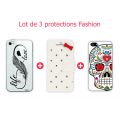 Pack 3 protections Fashions pour iPhone 4/4S : Coque Love Life + Etui à rabat + Coque Skull