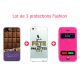Pack 3 protections Fashions pour iPhone 5/5S/SE : Coque Chocolat + Coque Fete + Etui à rabat avec fenêtres