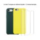 Lot 2 Coques iPhone 6/6S silicone liquide Vert Forêt et Jaune Fluo + 2 vitres en verre trempé de protection