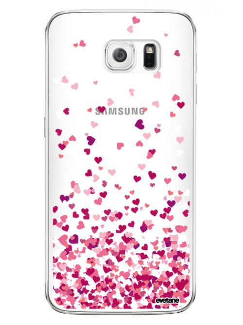 Coque Samsung Galaxy S6 Edge rigide transparente Confettis De Coeur Dessin Evetane - Coquediscount