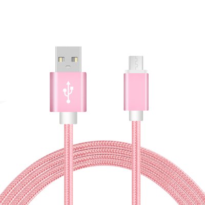Câble USB Micro USB nylon rose 2m pour Samsung & Wiko