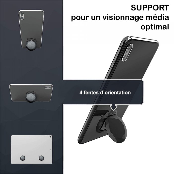 Support Bague Anneau Support Telephone Universel R01 Noir