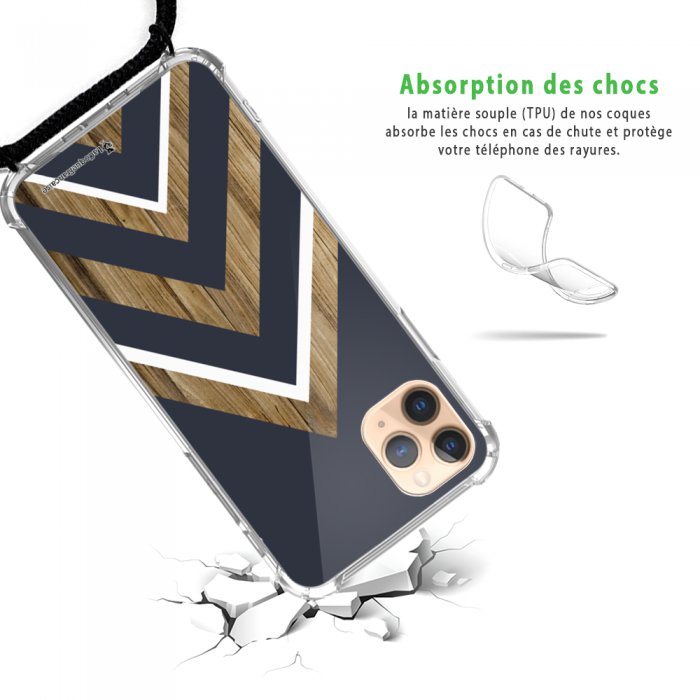 LaCoqueFrançaise Coque cordon iPhone 11 Pro Max Dessin Trio Forêt