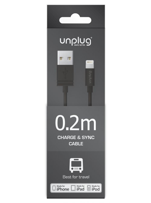 Unplug Cable Lightning Mfi Noir 0.2m** Coquediscount