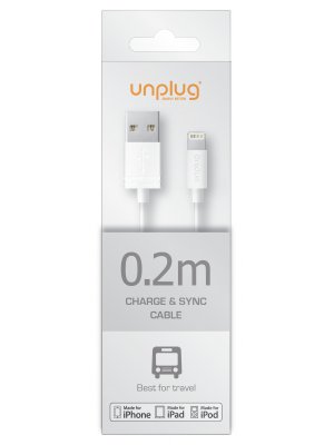 Unplug Cable Lightning Mfi Blanc 0.2m**