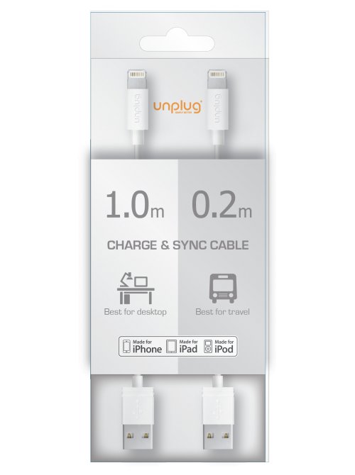 Unplug Cable Lightning Mfi Blanc 0.2 Et 1m** Coquediscount