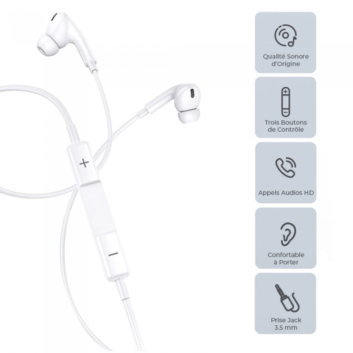 Écouteur filaire avec prise jack 3.5mm, écouteur pour Xiaomi Redmi