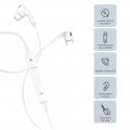 Écouteurs filaires intra-auriculaires avec prise jack de 3,5 mm et  microphone 1,2 m- blanc