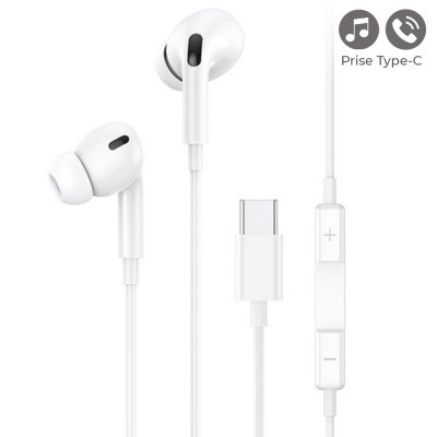 Blanc Ecouteurs Filaires Bluetooth Intra Auriculaire Oreillettes